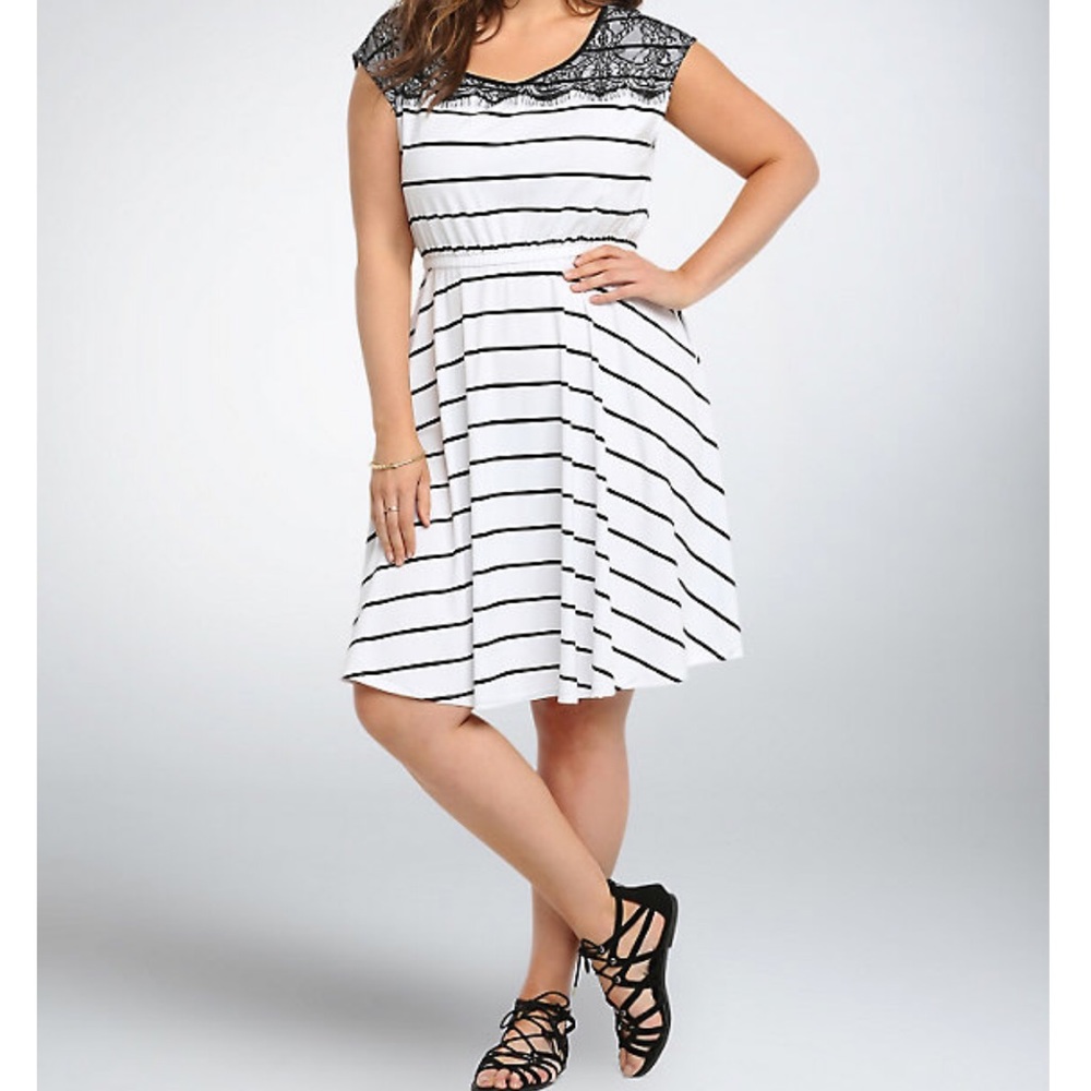 TORRID STRIPED LACE TRIM SKATER DRESS